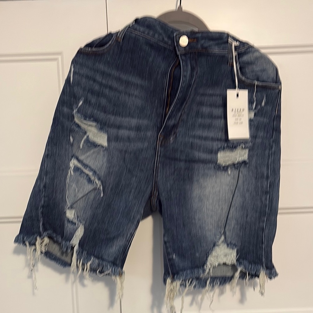 Ripped Denim Shorts with Frayed Hems
